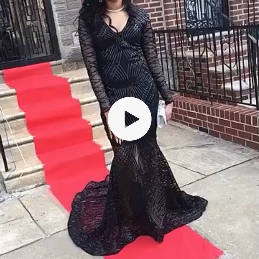Custom Made Black Sequin Gown